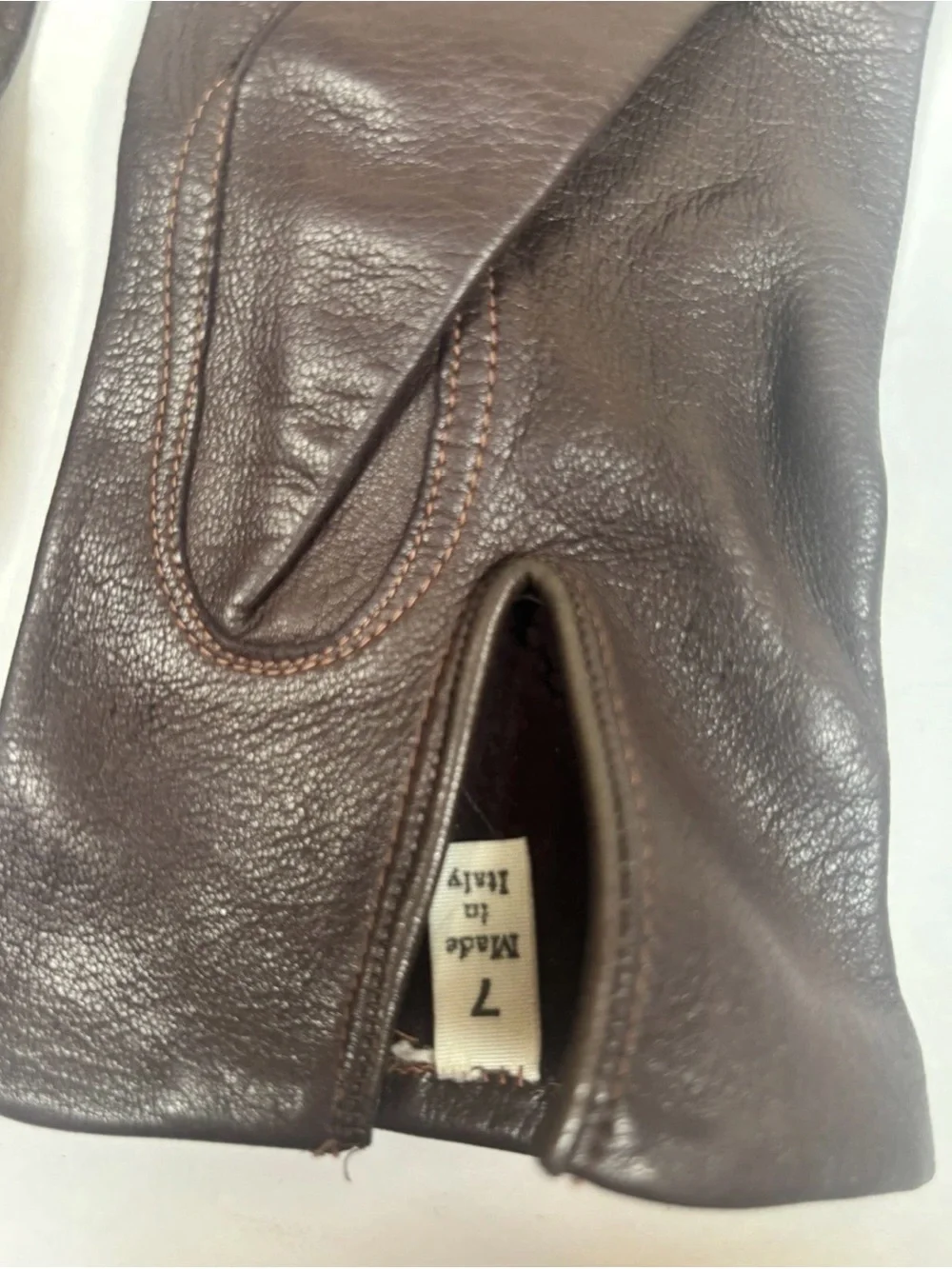 Vintage Italian Unlined Buttery Soft Leather Gloves Womens Size 7 Dark Brown